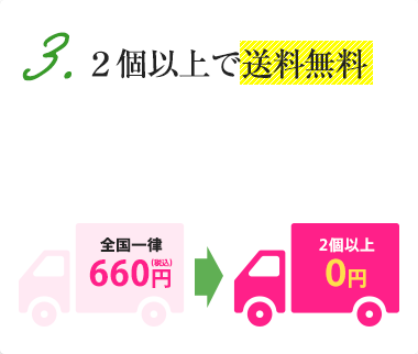 全国一律660円（税込）→2個以上で送料無料